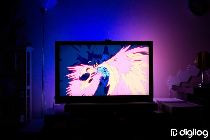 Govee TV Backlight T2 displaying colours behind a show on a TV.